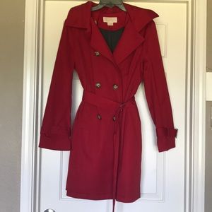 Michael Kors Red Hooded Rain Jacket